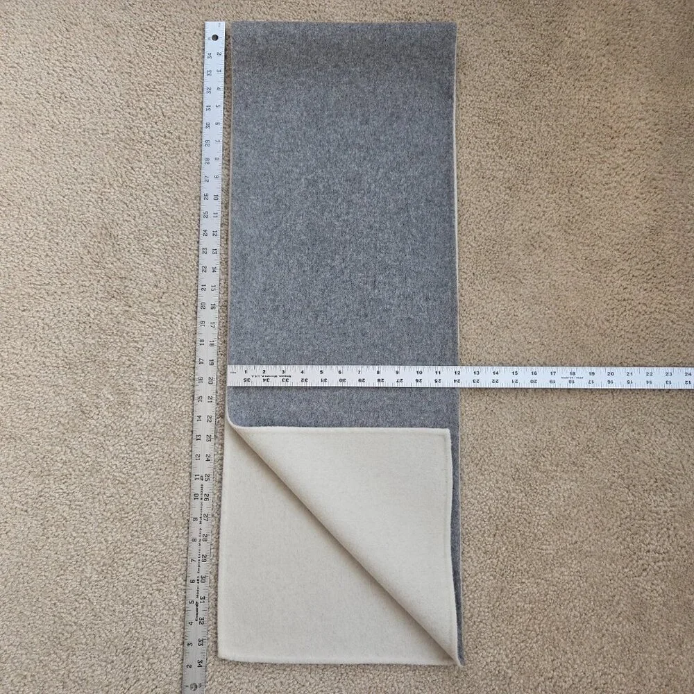NWOT Reversible Wool Scarf Minimalist Modern Grey & Cream